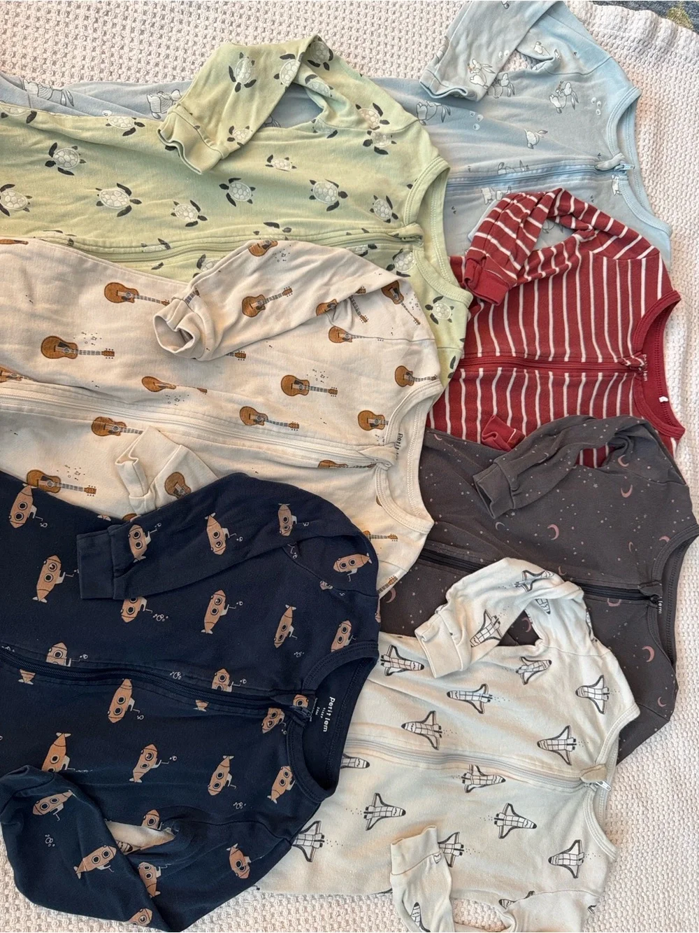 Bundle of 7 Petit Lem Zippered Footie Pajamas
